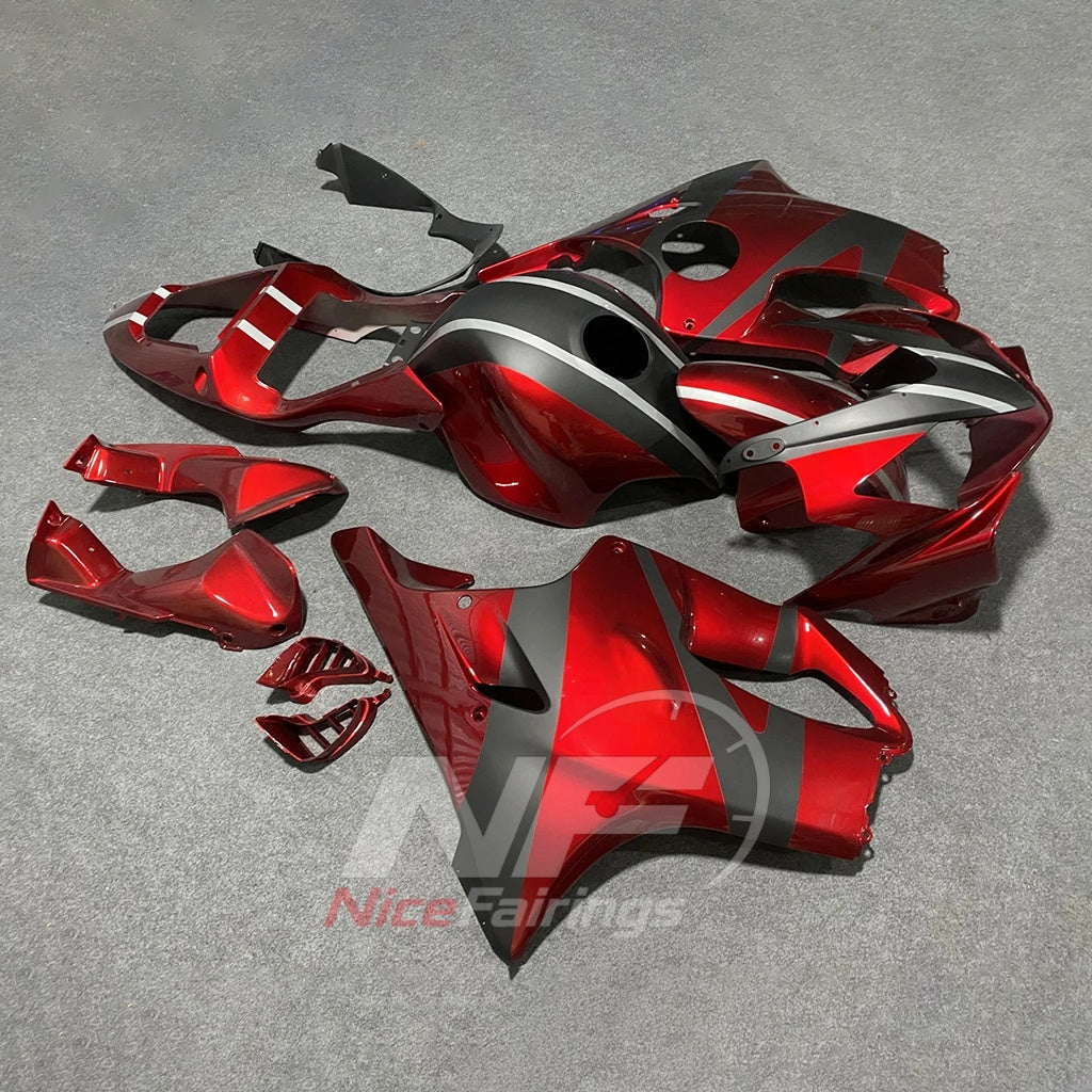 ABS Plastic Fairing Kit Fits 2001-2003 HONDA CBR600 F4i - ABS Plastic - Red Silver | NiceFairings - front angle image