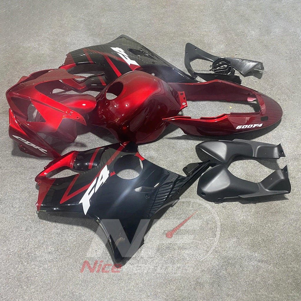 Sportbike Fairing Kit Fits 2004-2007 HONDA CBR600 F4i - ABS Plastic - Red Black | NiceFairings - side angle image