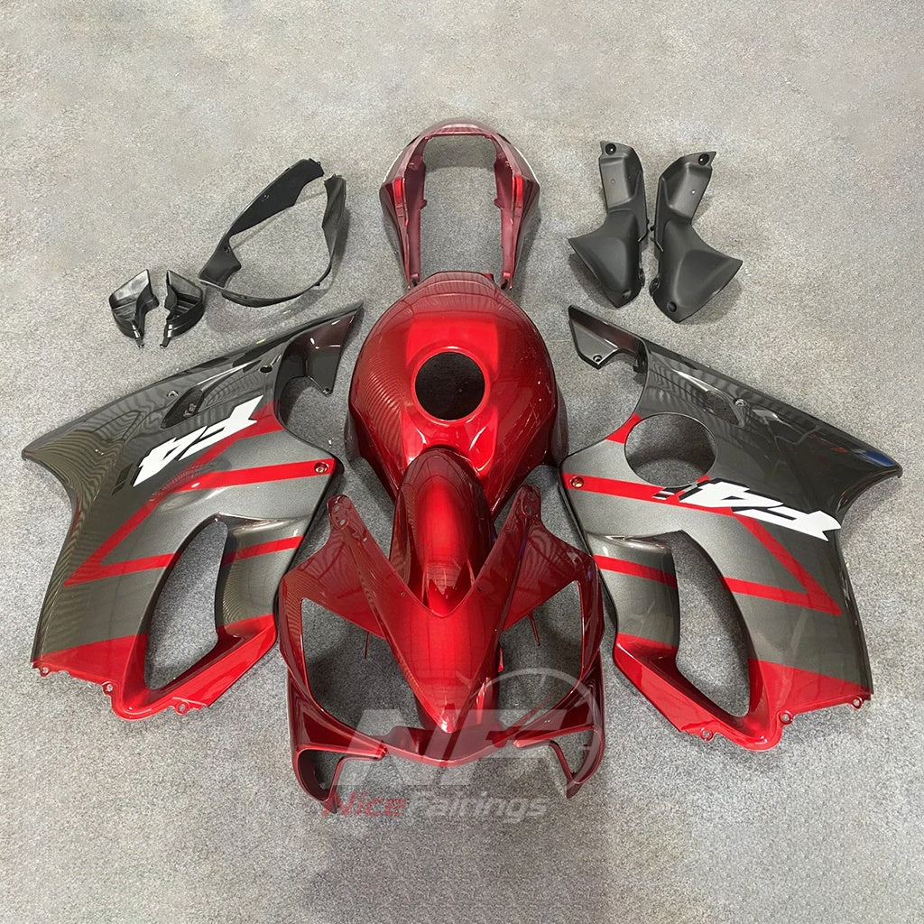 ABS Plastic Fairing Kit Fits 2004-2007 HONDA CBR600 F4i - ABS Plastic - Red White Black | NiceFairings - paint design NO.2 option image