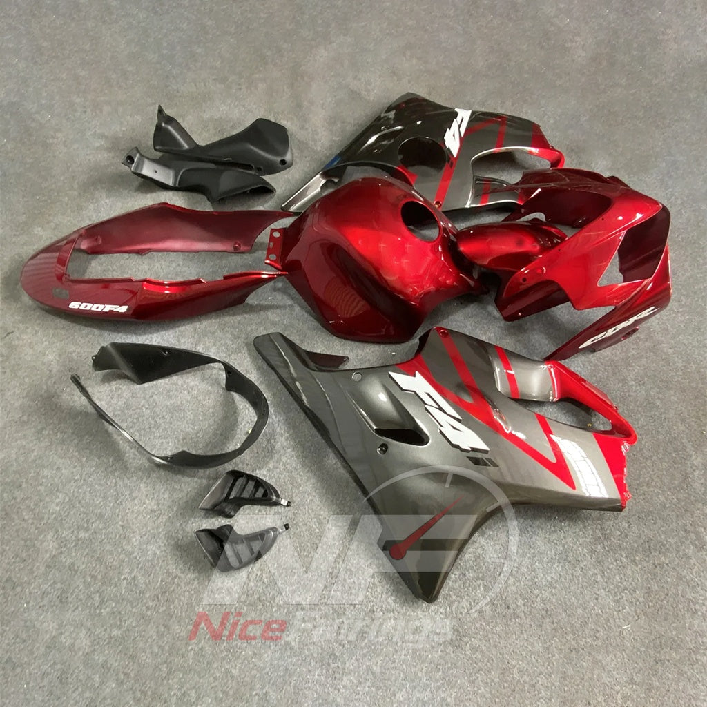 Fairing Kit Fits 2004-2007 HONDA CBR600 F4i - ABS Plastic - Red Silver Gray | NiceFairings - side angle image