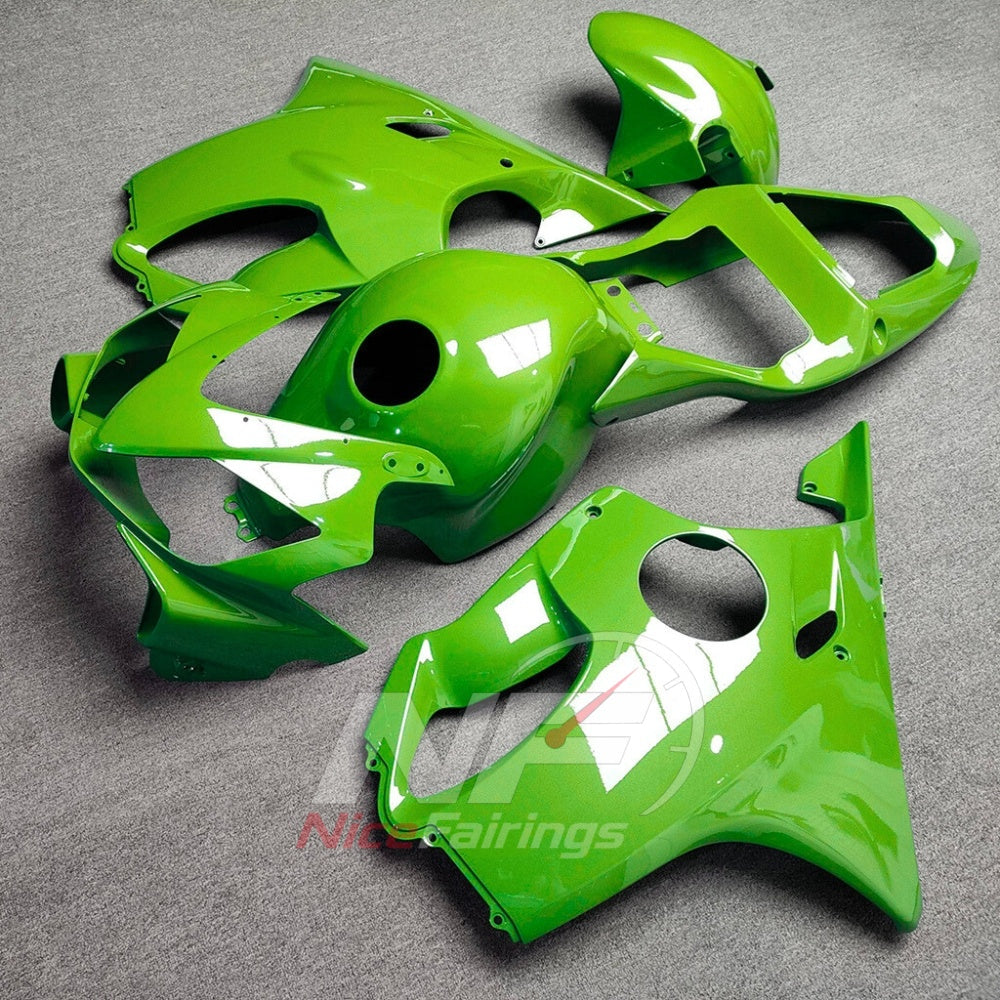 Fairings Kit Fits 2001-2003 HONDA CBR600 F4i - ABS Plastic - Lime Green White | NiceFairings - front angle image