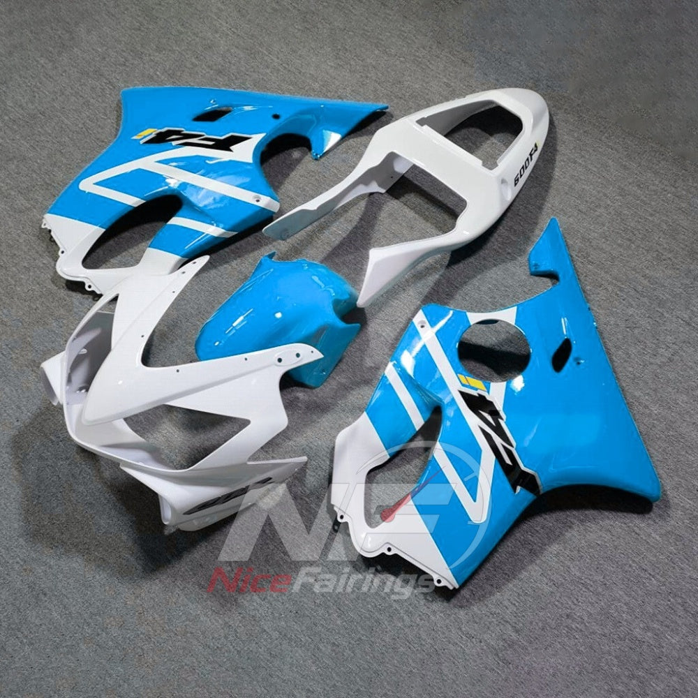 ABS Plastic Fairing Kit Fits 2001-2003 HONDA CBR600 F4i - ABS Plastic - Light Blue White | NiceFairings - front angle image
