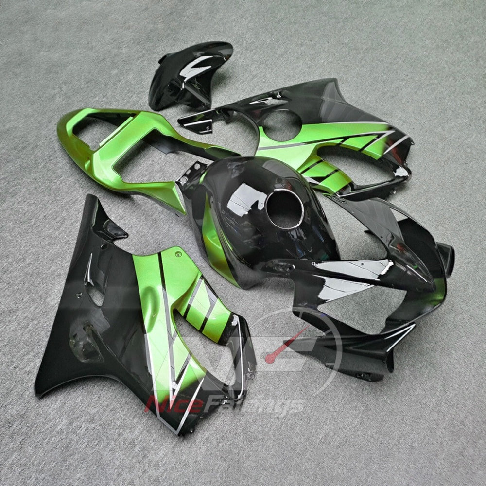 Fairing Kit Fits 2001-2003 HONDA CBR600 F4i - ABS Plastic - Green Black | NiceFairings - side angle image