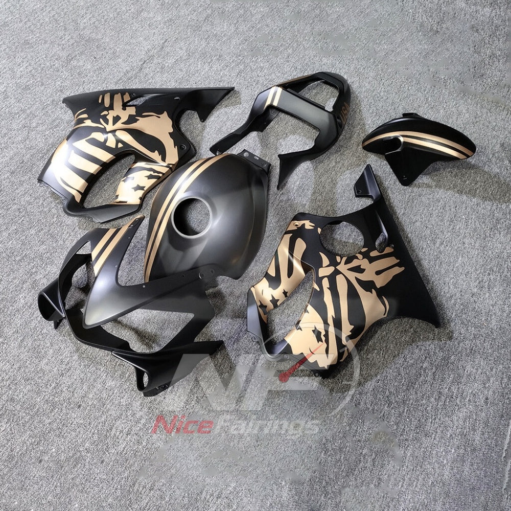 Fairings Kit Fits 2001-2003 HONDA CBR600 F4i - ABS Plastic - Black Gold | NiceFairings - front angle image