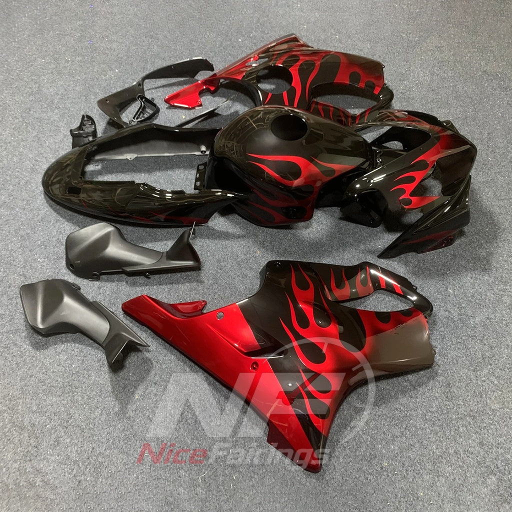 Replacement Fairings Fit 2004-2007 HONDA CBR600 F4i - ABS Plastic - Red Black Silver | NiceFairings - side angle image