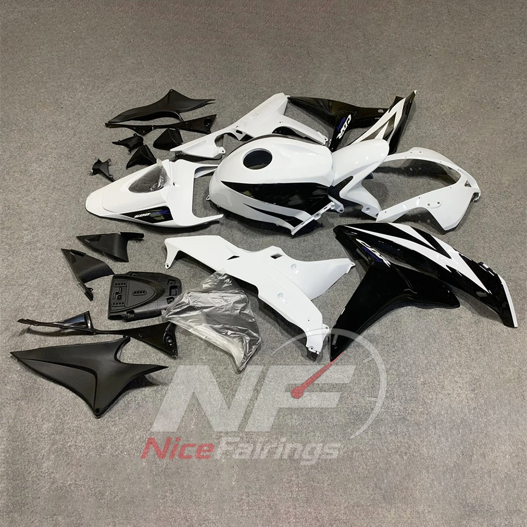 Painted White Injection-Molded Fairings Compatible with Honda CBR600RR F5 2007-2008 | NiceFairings - side angle image