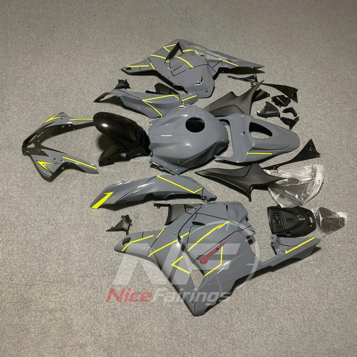 Replacement Gray Injection-Molded Cowling Set Fits HONDA CBR600RR F5 2009-2012 | NiceFairings - front angle image
