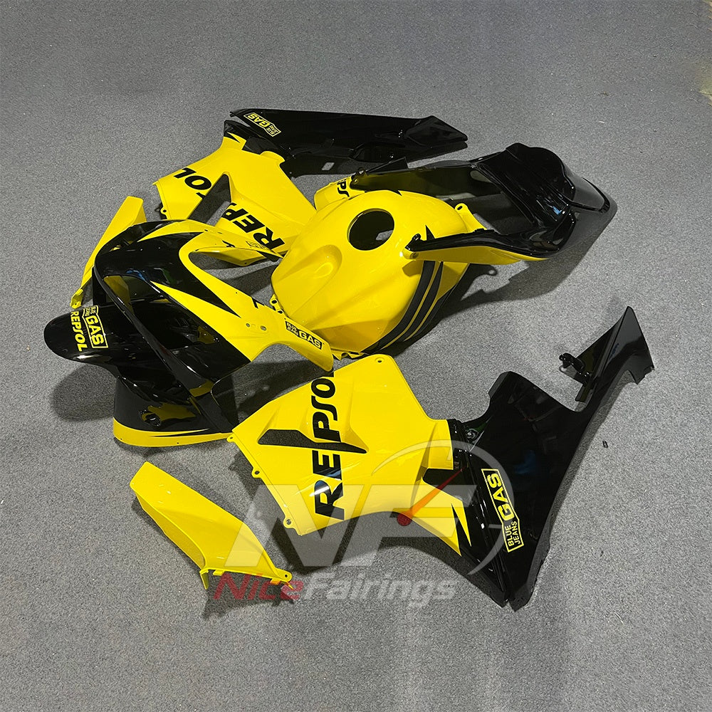 Aftermarket Yellow Sportbike Bodywork Set Fits 2003-2004 HONDA CBR600RR F5 | NiceFairings - side angle image