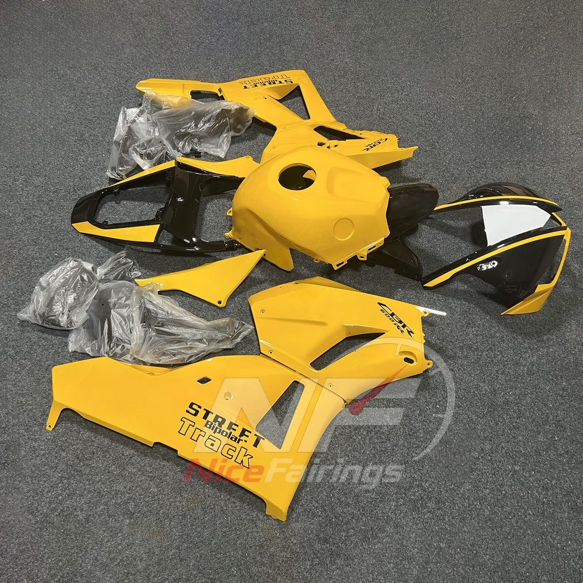 Aftermarket Yellow Sportbike Bodywork Set Fits 2013-2026 HONDA CBR600RR F5 | NiceFairings - side angle image