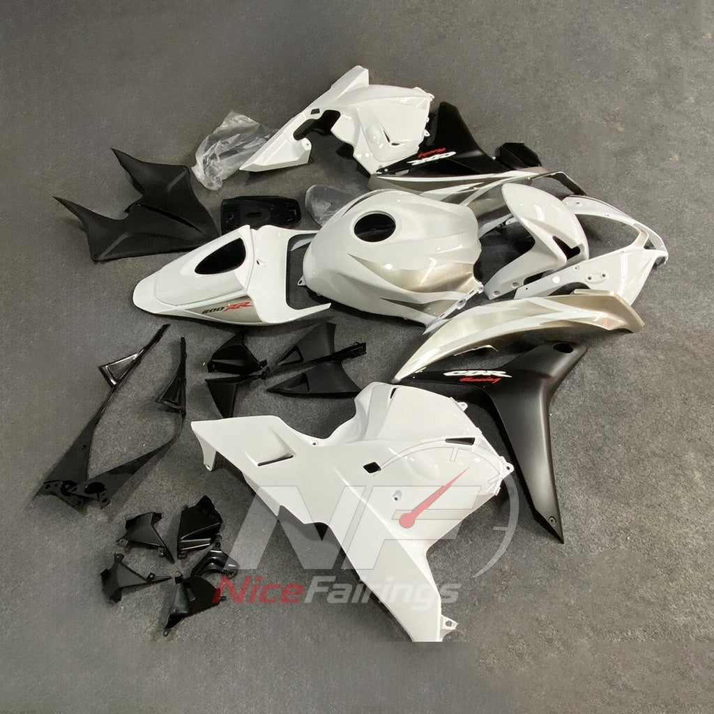 Aftermarket White Injection-Molded Bodywork Set Fits 2009-2012 HONDA CBR600RR F5 | NiceFairings - front angle image