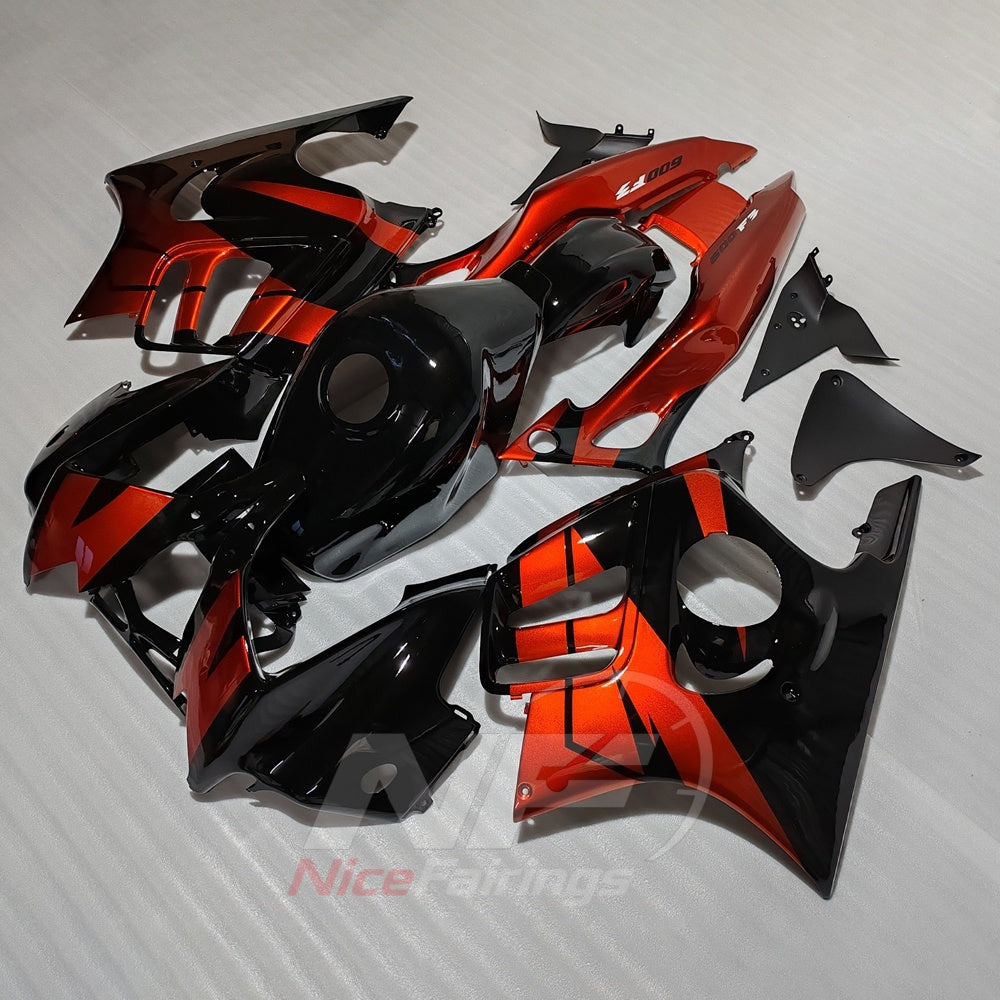 Motorcycle Fairing Kit Fits 1997-1998 HONDA CBR600 F3 - ABS Plastic - Orange Red Black | NiceFairings - side angle image