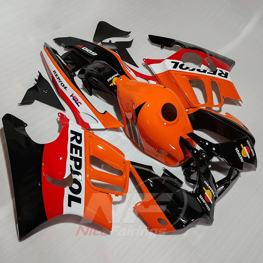Sportbike Fairing Kit Fits 1997-1998 HONDA CBR600 F3 - ABS Plastic - Orange White Black | NiceFairings - front angle image