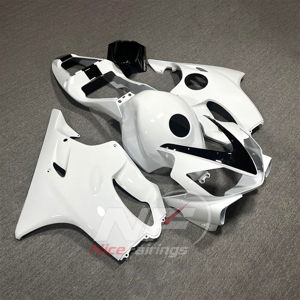 Aftermarket Fairing Kit Fits 2001-2003 HONDA CBR600 F4i - ABS Plastic - White Black | NiceFairings - front angle image