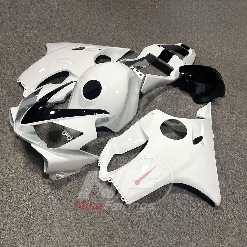 Aftermarket Fairing Kit Fits 2001-2003 HONDA CBR600 F4i - ABS Plastic - White Black | NiceFairings - side angle image
