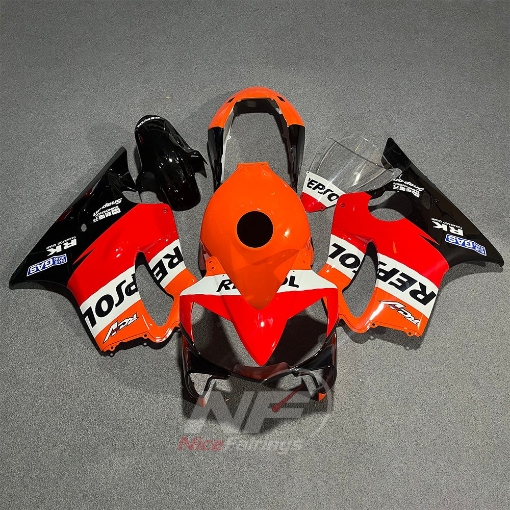 Motorcycle Fairing Kit Fits 2004-2007 HONDA CBR600 F4i - ABS Plastic - Blue Orange | NiceFairings - paint design NO.9 option image
