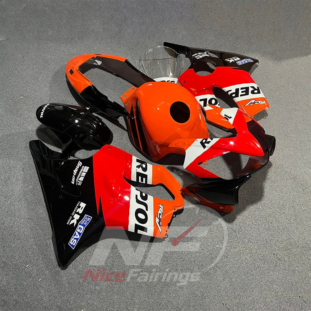 Aftermarket Fairing Kit Fits 2004-2007 HONDA CBR600 F4i - ABS Plastic - Black Orange Red | NiceFairings - front angle image