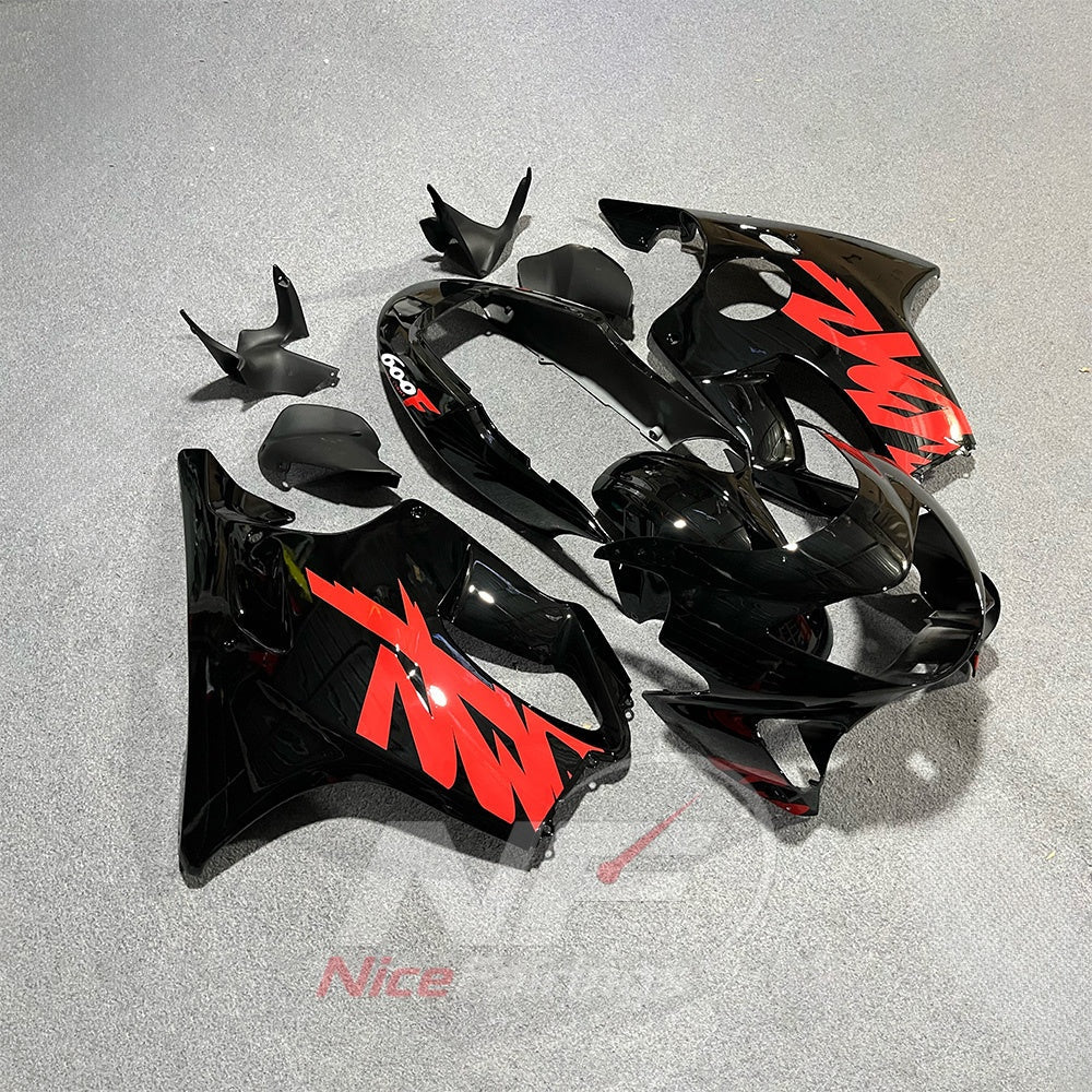 Motorcycle Fairing Kit Fits 1999-2000 HONDA CBR600 F4 - ABS Plastic - Black Red | NiceFairings - front angle image