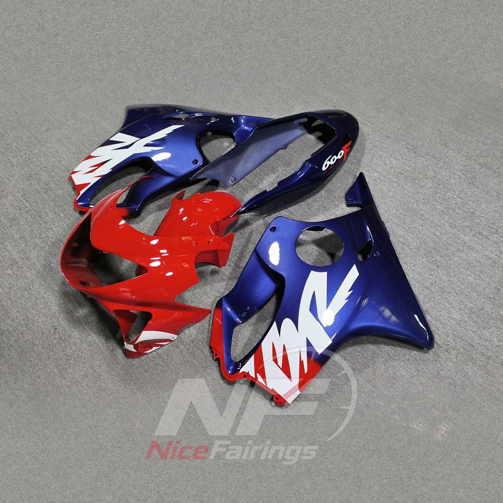 Aftermarket Fairing Kit Fits 1999-2000 HONDA CBR600 F4 - ABS Plastic - Blue Red White | NiceFairings - front angle image