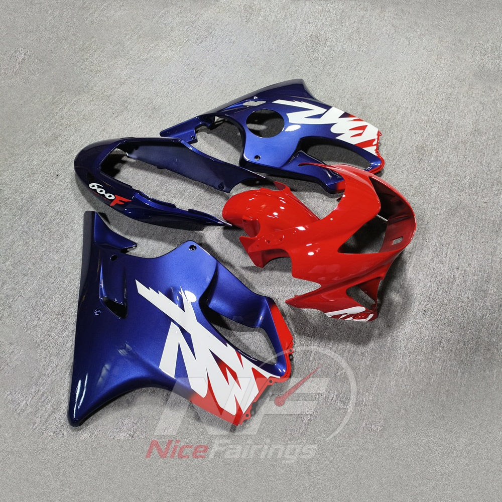 Aftermarket Fairing Kit Fits 1999-2000 HONDA CBR600 F4 - ABS Plastic - Blue Red White | NiceFairings - side angle image