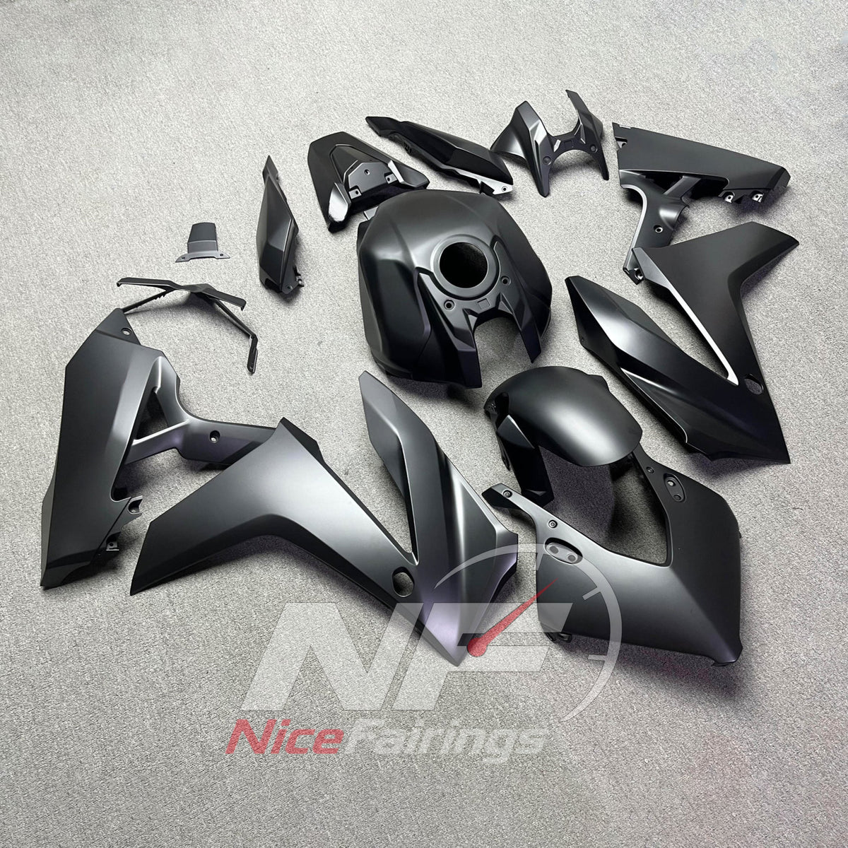 Injection-Molded ABS Fairing Kit Fits HONDA CBR650R 2024-2026 - Matte Black | NiceFairings - front angle image