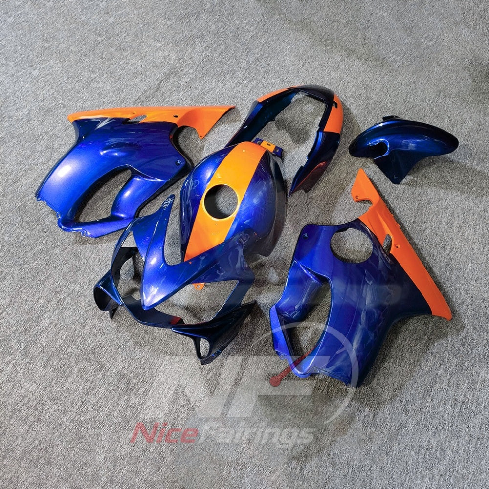 Motorcycle Fairing Kit Fits 2004-2007 HONDA CBR600 F4i - ABS Plastic - Blue Orange | NiceFairings - front angle image