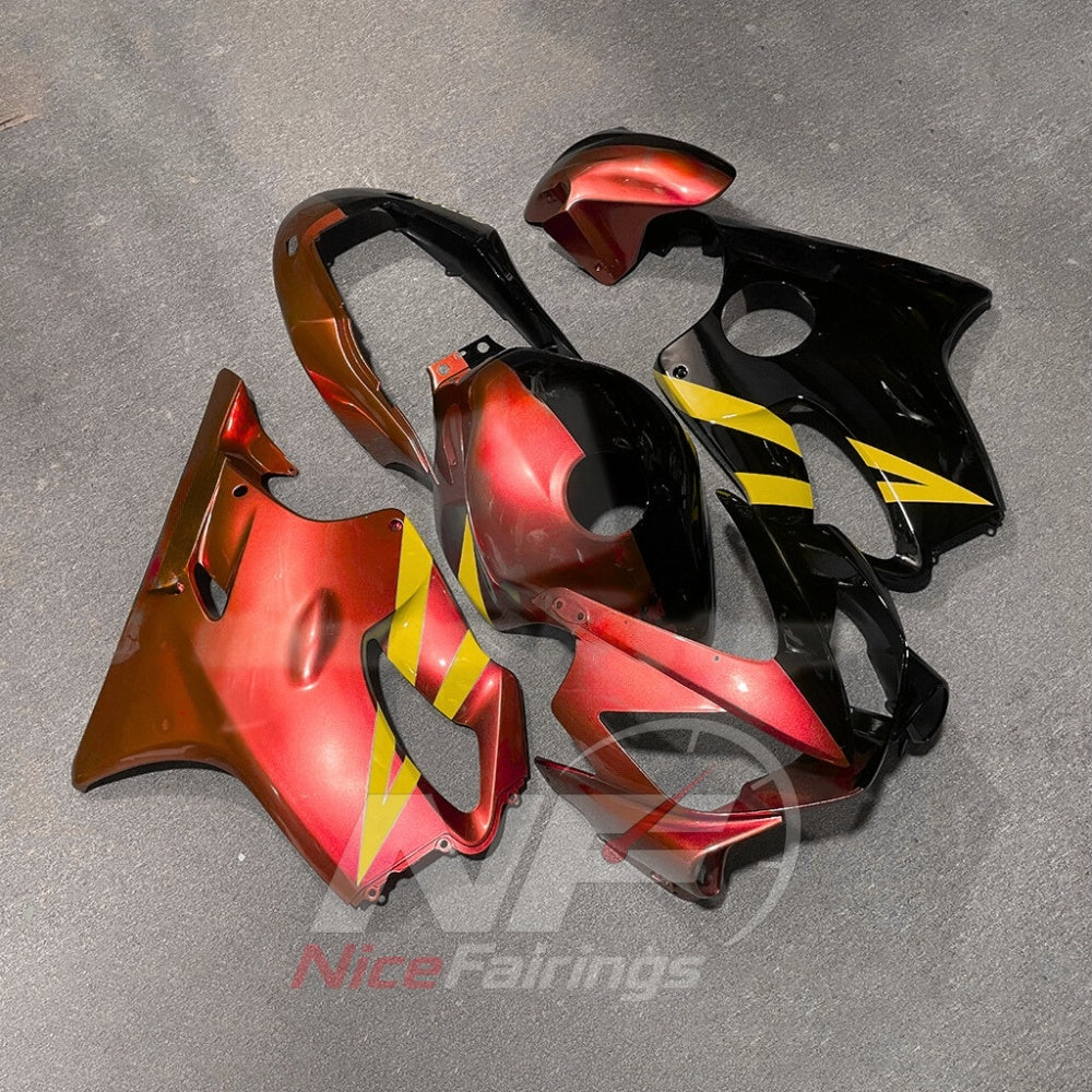 Replacement Fairings Fit 2004-2007 HONDA CBR600 F4i - ABS Plastic - Red Black Yellow | NiceFairings - side angle image