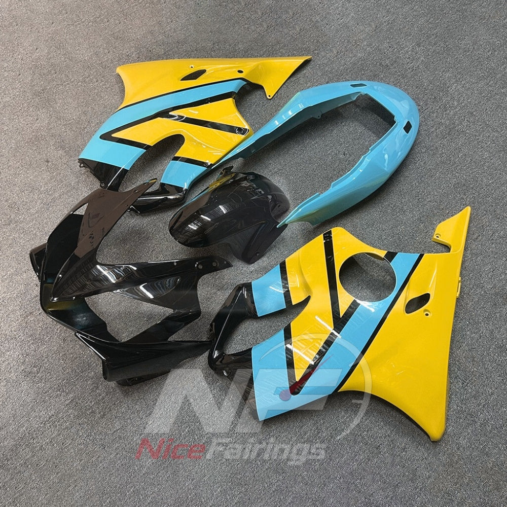 Fairing Kit Fits 2004-2007 HONDA CBR600 F4i - ABS Plastic - Yellow Light Blue | NiceFairings - front angle image