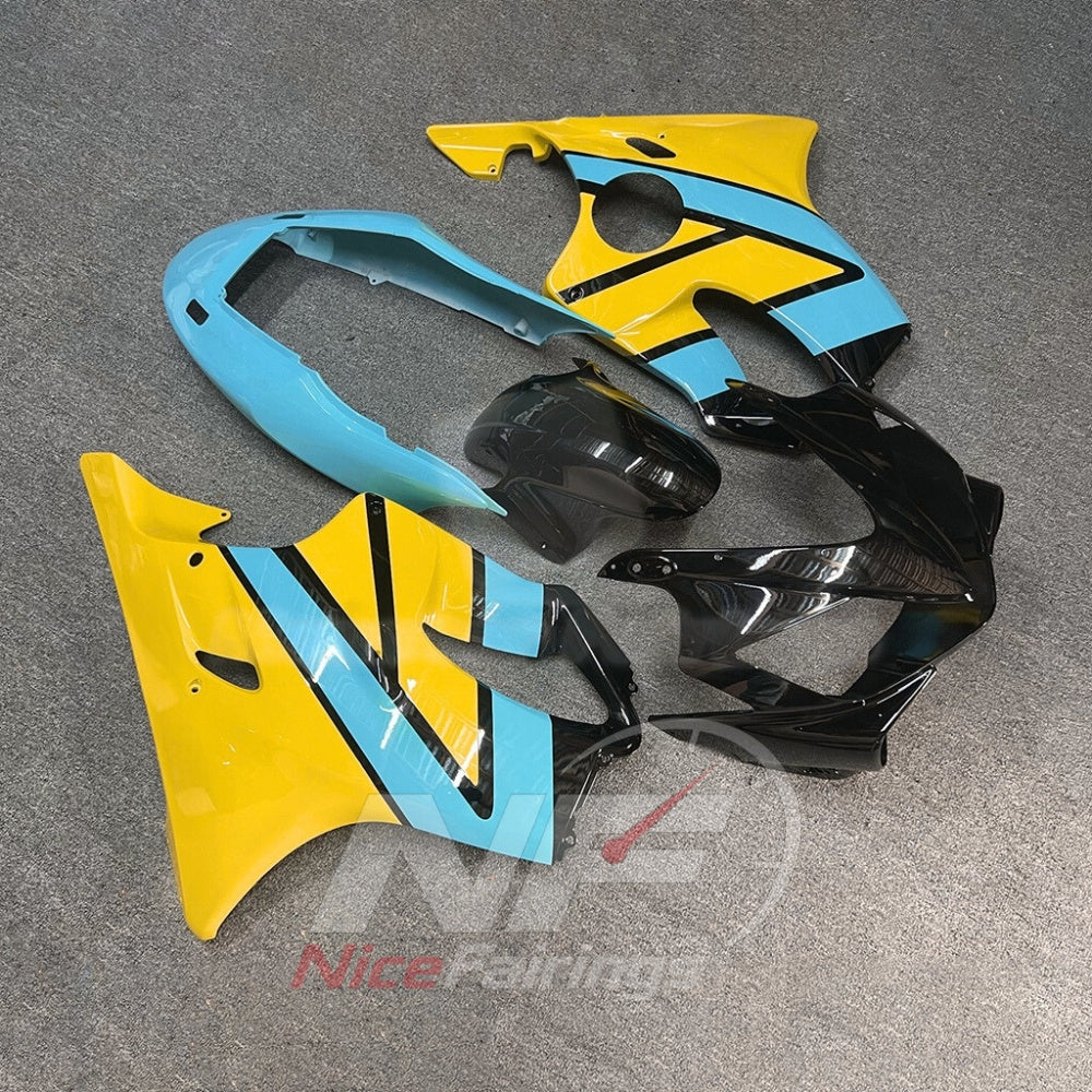 Fairing Kit Fits 2004-2007 HONDA CBR600 F4i - ABS Plastic - Yellow Light Blue | NiceFairings - side angle image