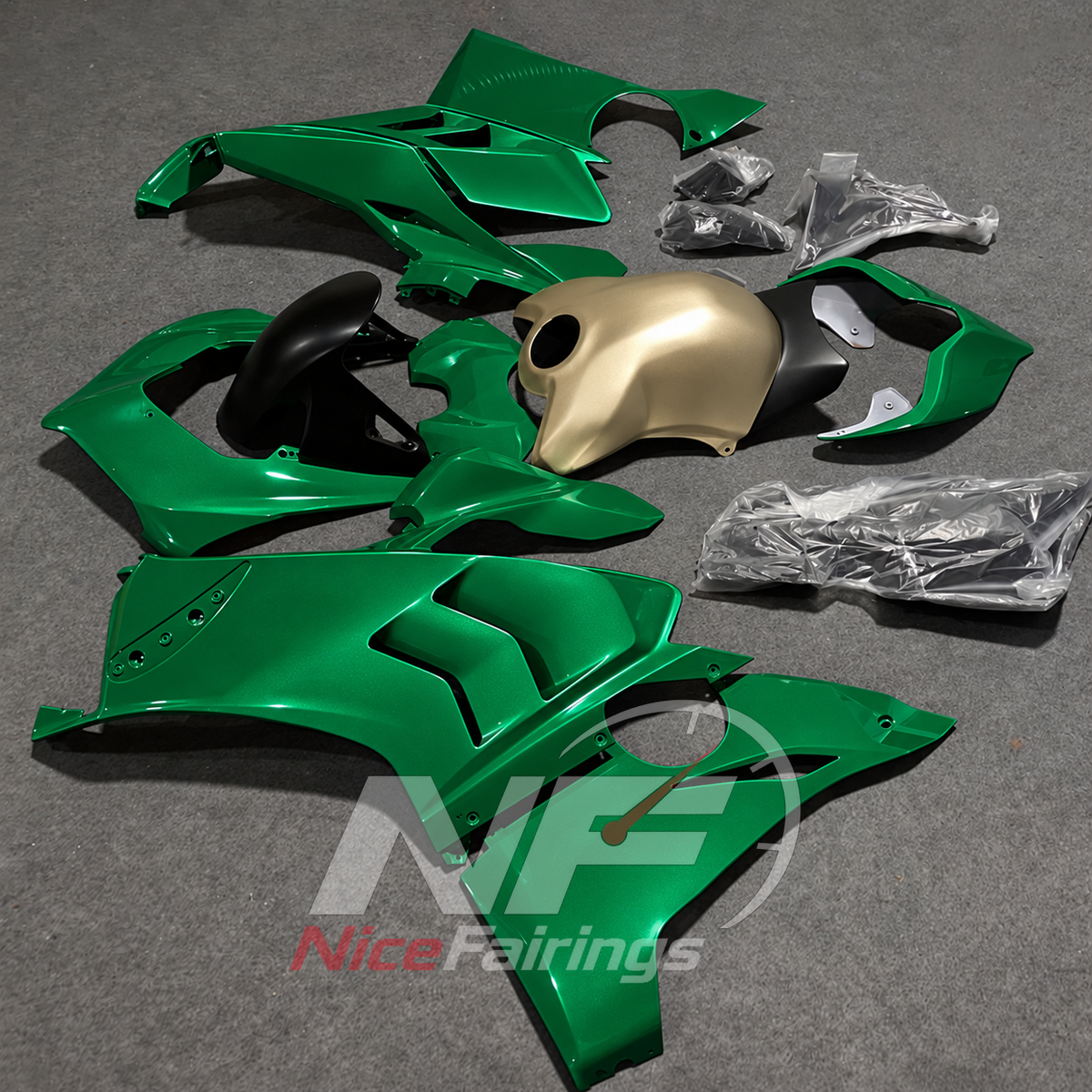 Precision-Fit Green ABS Body Panel Kit Fits 2020-2021 DUCATI Panigale V4 V4S - Track Spec | NiceFairings - side angle image