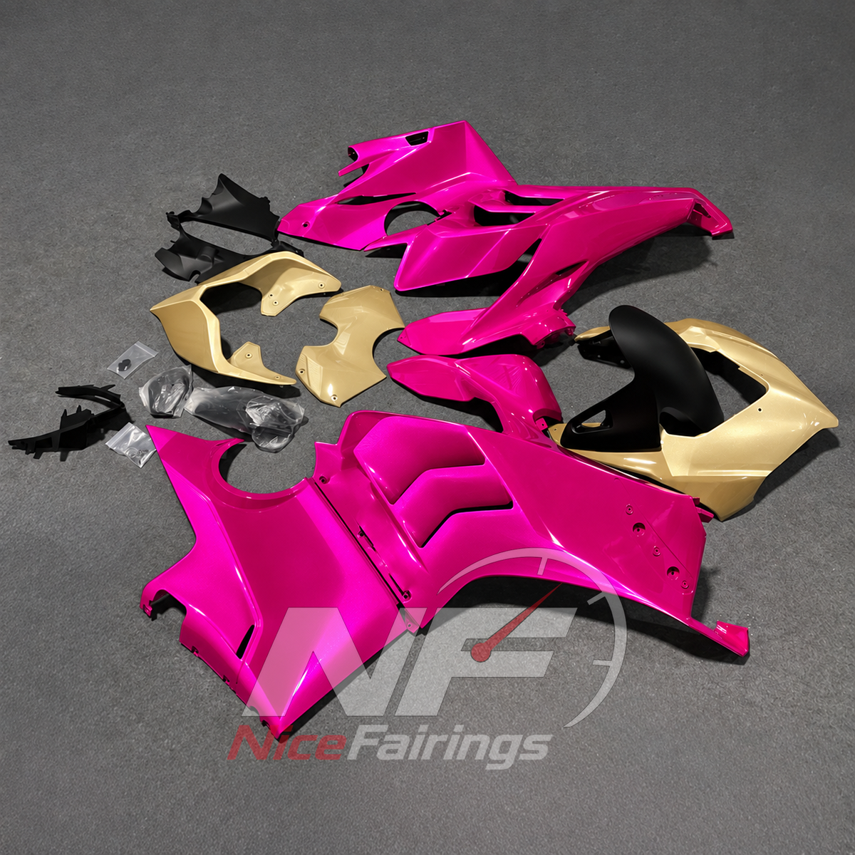 High-Precision Pink Injection-Molded Fairing Set Fits DUCATI Panigale V4 V4S 2020-2021 | NiceFairings - side angle image