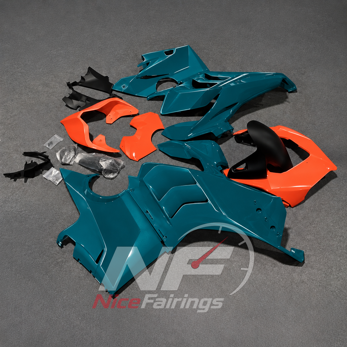Glossy Finish Teal ABS Plastic Bodywork Kit Fits DUCATI Panigale V4 V4S 2020-2021 | NiceFairings - front angle image