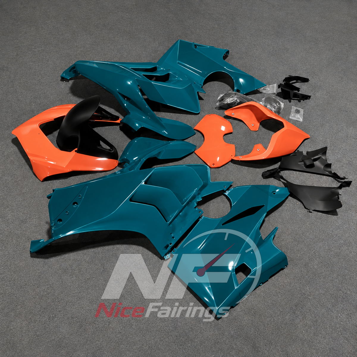 Glossy Finish Teal ABS Plastic Bodywork Kit Fits DUCATI Panigale V4 V4S 2020-2021 | NiceFairings - side angle image