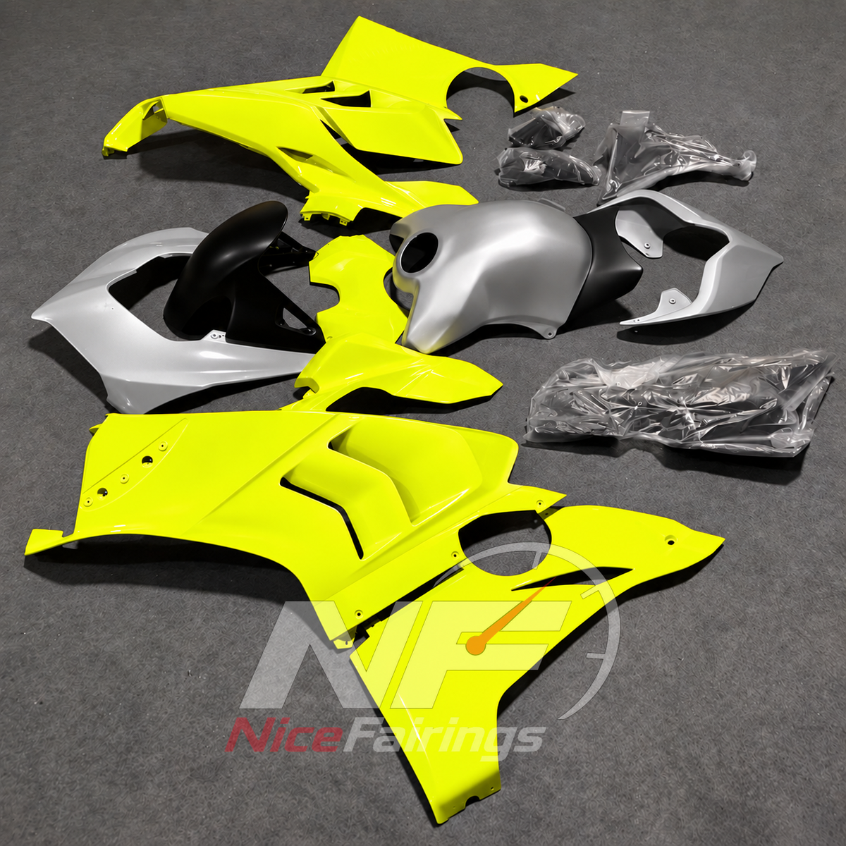 UV-Protected Yellow Sportbike Bodywork Set Fits 2020-2021 DUCATI Panigale V4 V4S - Aero-Dynamic Edition | NiceFairings - front angle image