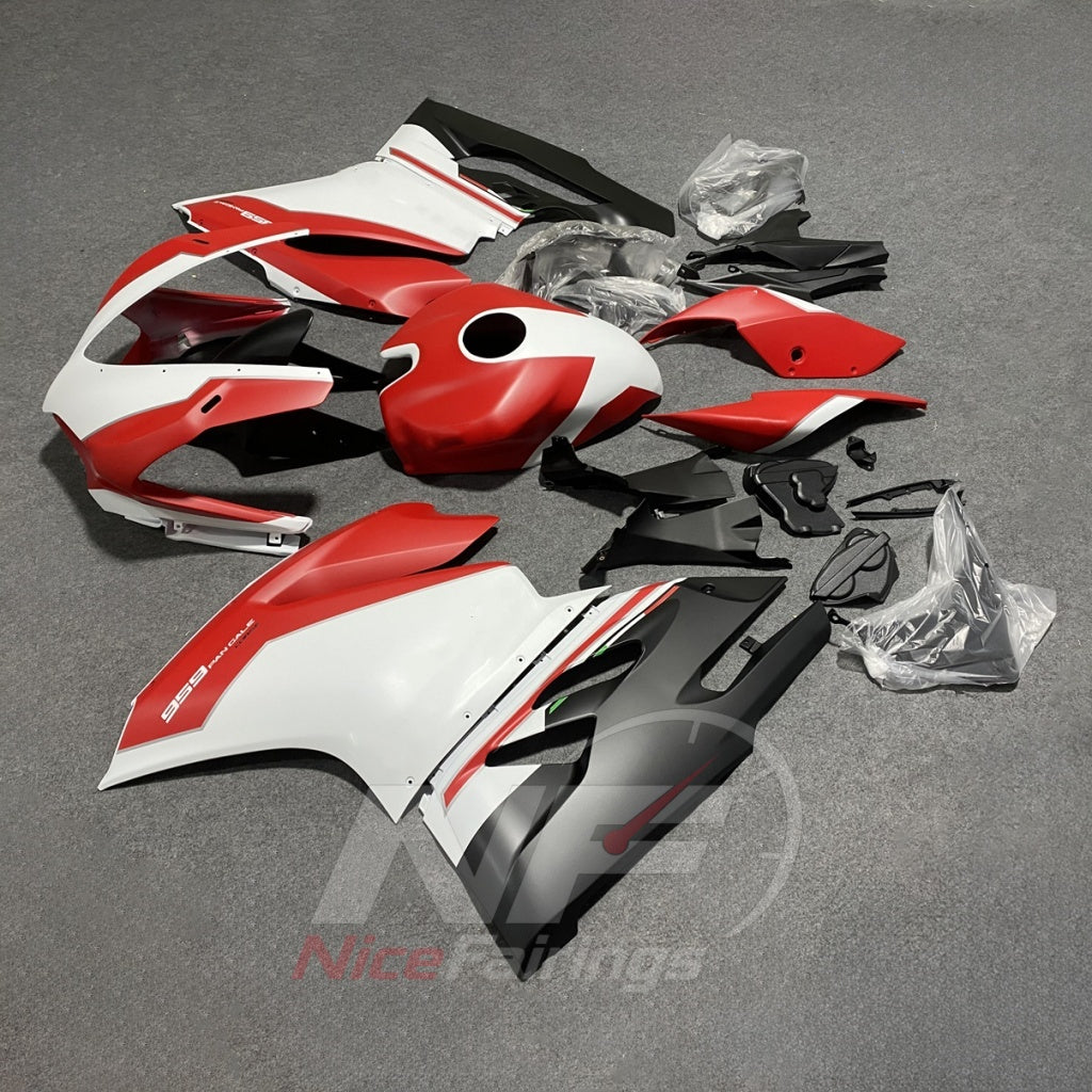 Aftermarket Fairing Kit Fits 2015-2019 DUCATI Panigale 959 1299 - ABS Plastic - Red White Race | NiceFairings - front angle image
