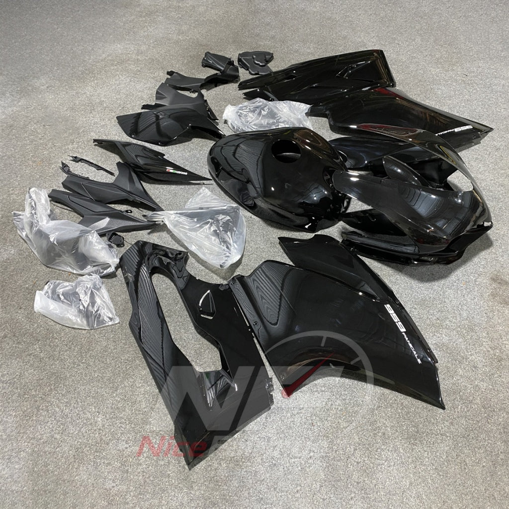Fairings Kit Fits 2015-2019 DUCATI Panigale 959 1299 - ABS Plastic Carbon Fiber Look - Gloss Black | NiceFairings - front angle image