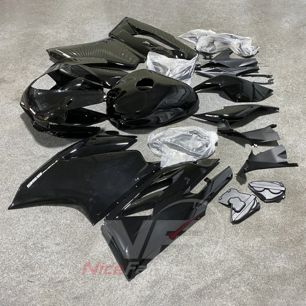 Fairings Kit Fits 2015-2019 DUCATI Panigale 959 1299 - ABS Plastic Carbon Fiber Look - Gloss Black | NiceFairings - side angle image