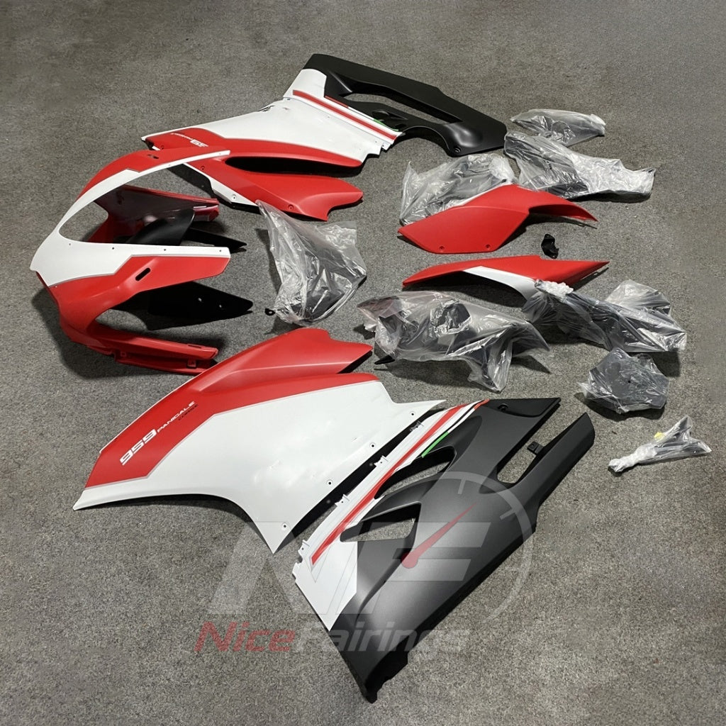 ABS Plastic Fairing Kit Fits 2015-2019 DUCATI Panigale 959 1299 - Bodywork - Red White Matte Black | NiceFairings - side angle image