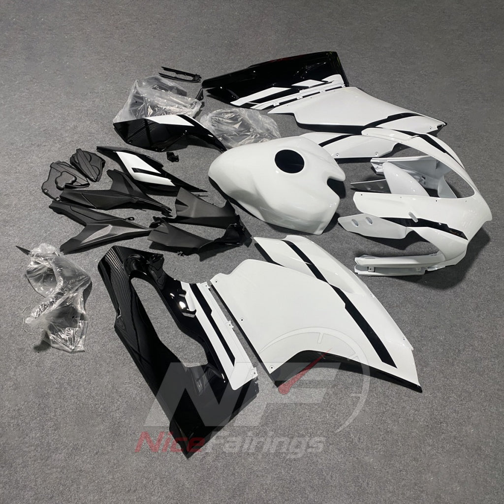 Motorcycle Fairing Kit Fits 2015-2019 DUCATI Panigale 959 1299 - ABS Plastic - White Black | NiceFairings - side angle image