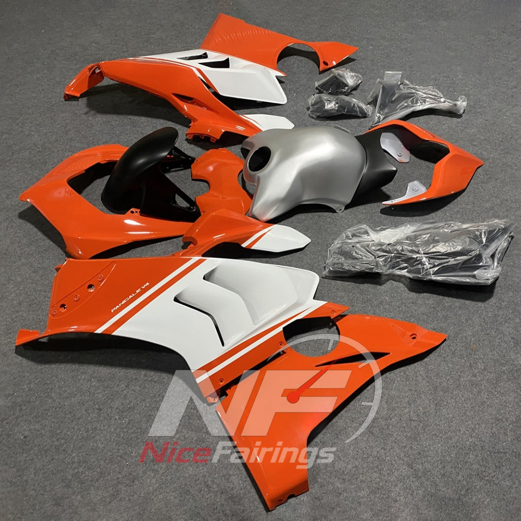 Glossy Finish Orange ABS Cowling Set Fits 2020-2021 DUCATI Panigale V4 V4S - Circuit Specification | NiceFairings - side angle image