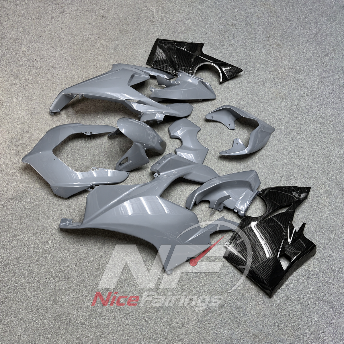 ABS Fairing Panel Kit Fits DUCATI Panigale V4 V4S 2018-2019 - Gray Aftermarket | NiceFairings - front angle image