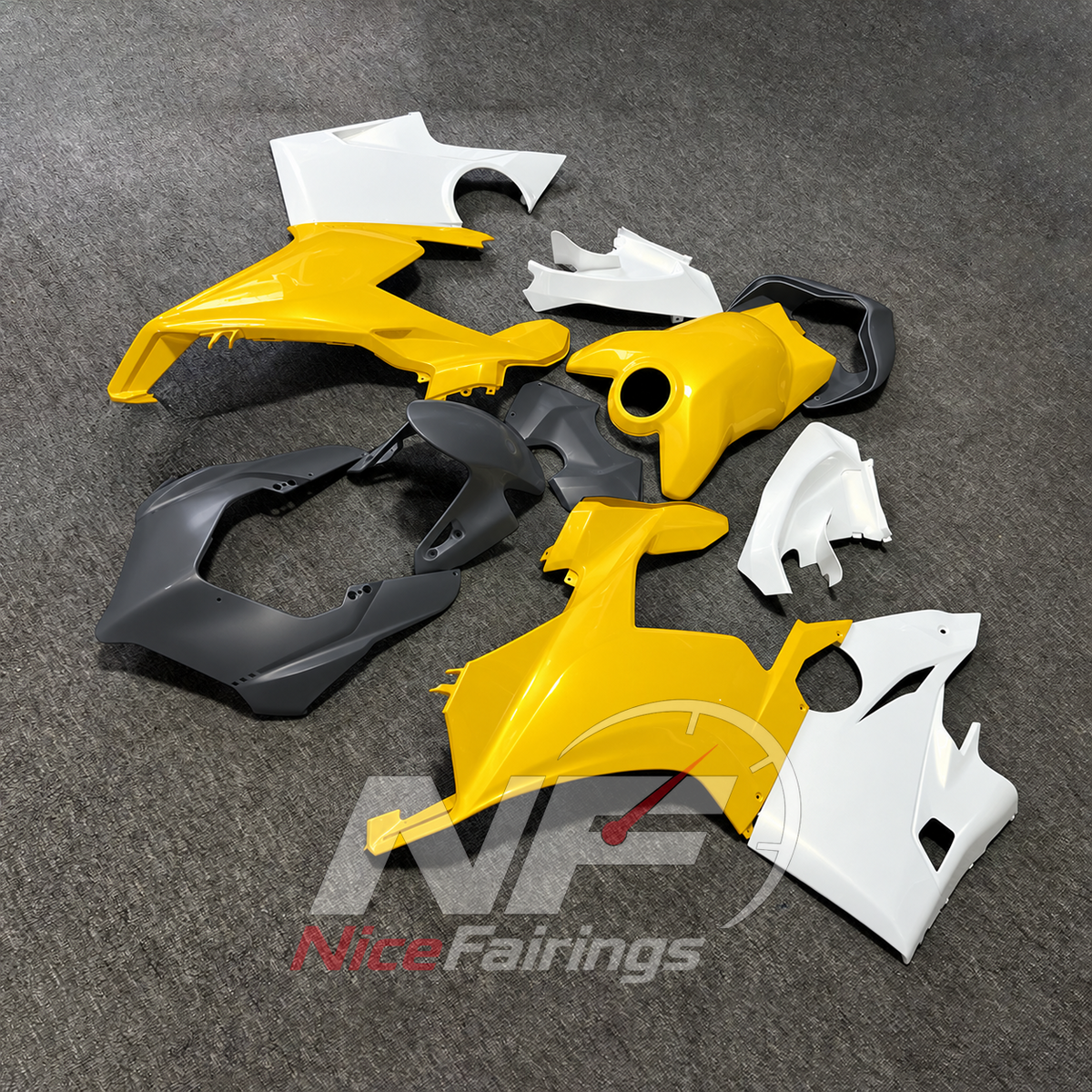 Injection-Molded Fairing Panel Kit Fits DUCATI Panigale V4 V4S 2018-2019 - Custom-Painted | NiceFairings - front angle image