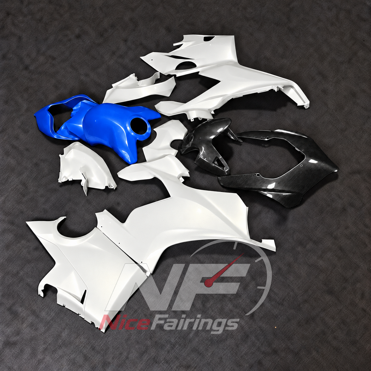 Injection-Molded ABS Fairing Kit Fits DUCATI Panigale V4 V4S 2018-2019 - White Replacement | NiceFairings - front angle image