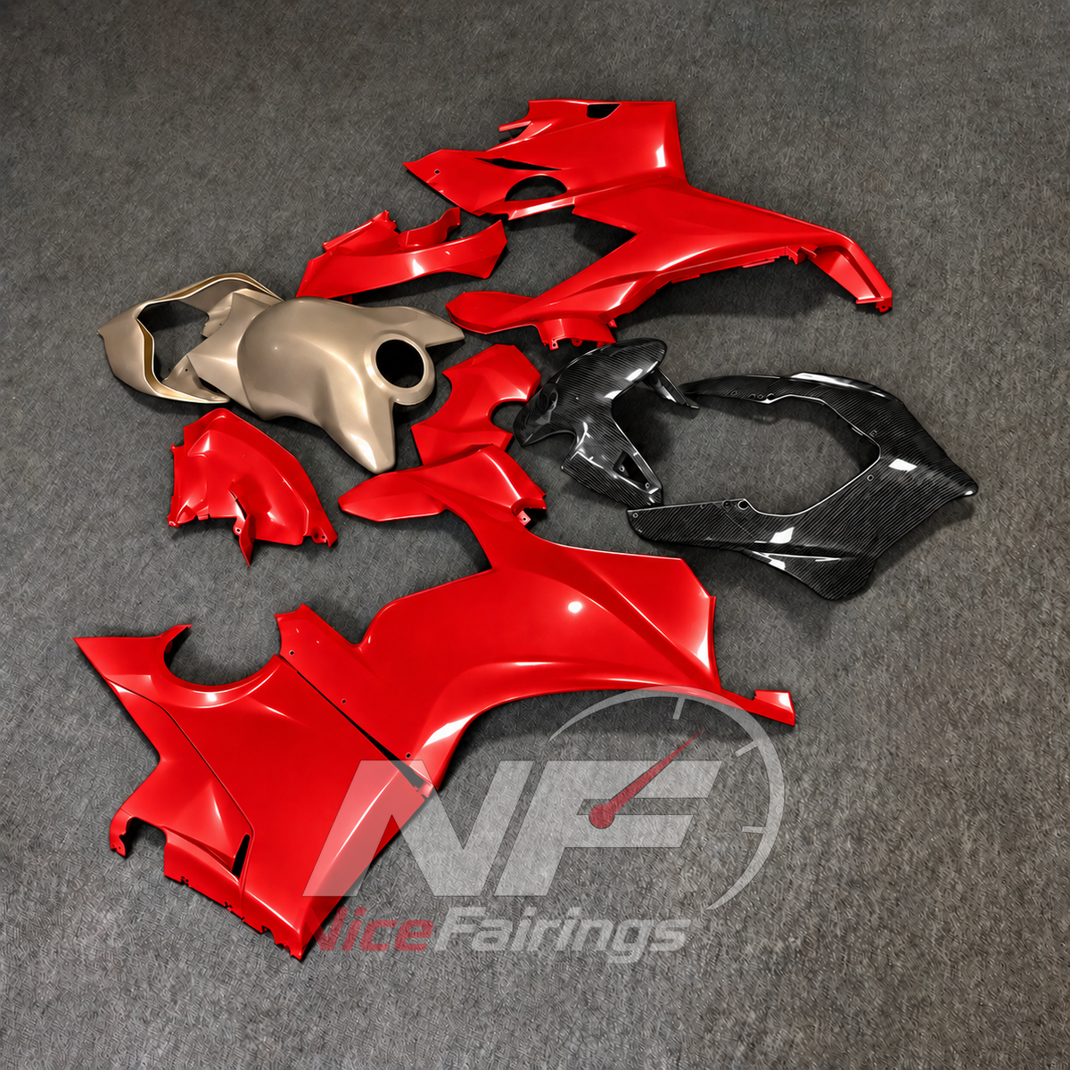 ABS Plastic Replacement Fairing Set Fits DUCATI Panigale V4 V4S 2018-2019 - Red Custom-Painted | NiceFairings - front angle image