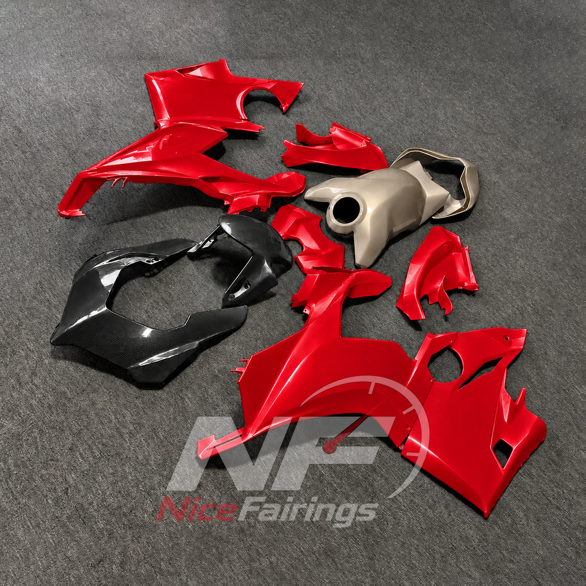 ABS Plastic Replacement Fairing Set Fits DUCATI Panigale V4 V4S 2018-2019 - Red Custom-Painted | NiceFairings - side angle image