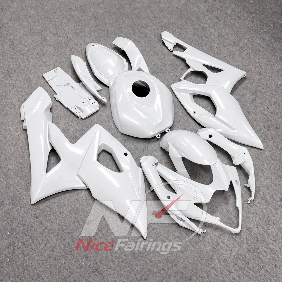 Premium White Sportbike Bodywork Set Fits 2005-2006 SUZUKI GSX-R1000 K5 | NiceFairings - side angle image