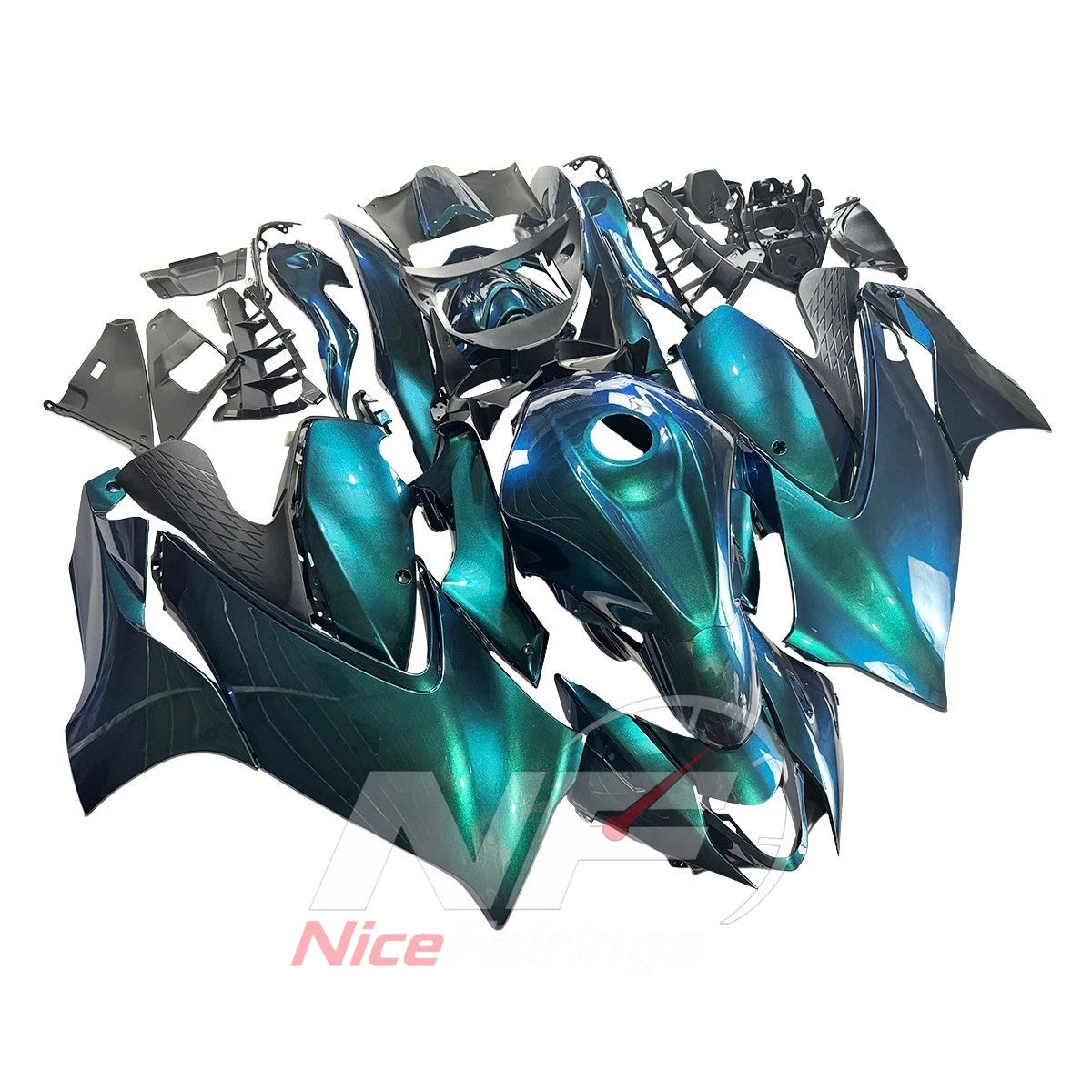 Motorcycle Fairing Kit Fits 2021-2024 SUZUKI GSX1300R Hayabusa - Contour Graphic ABS Bodywork | NiceFairings - front angle image