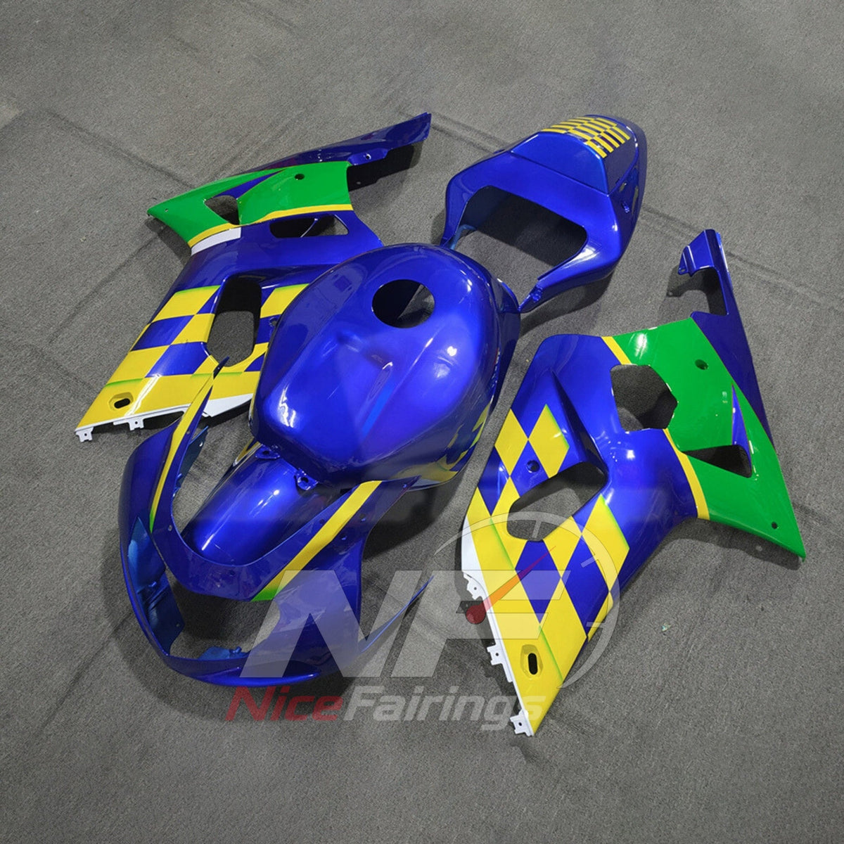 Full Body Panels Kit Fits SUZUKI GSX-R600 GSX-R750 K1 2001-2003 - ABS Diamond Graphic | NiceFairings - front angle image