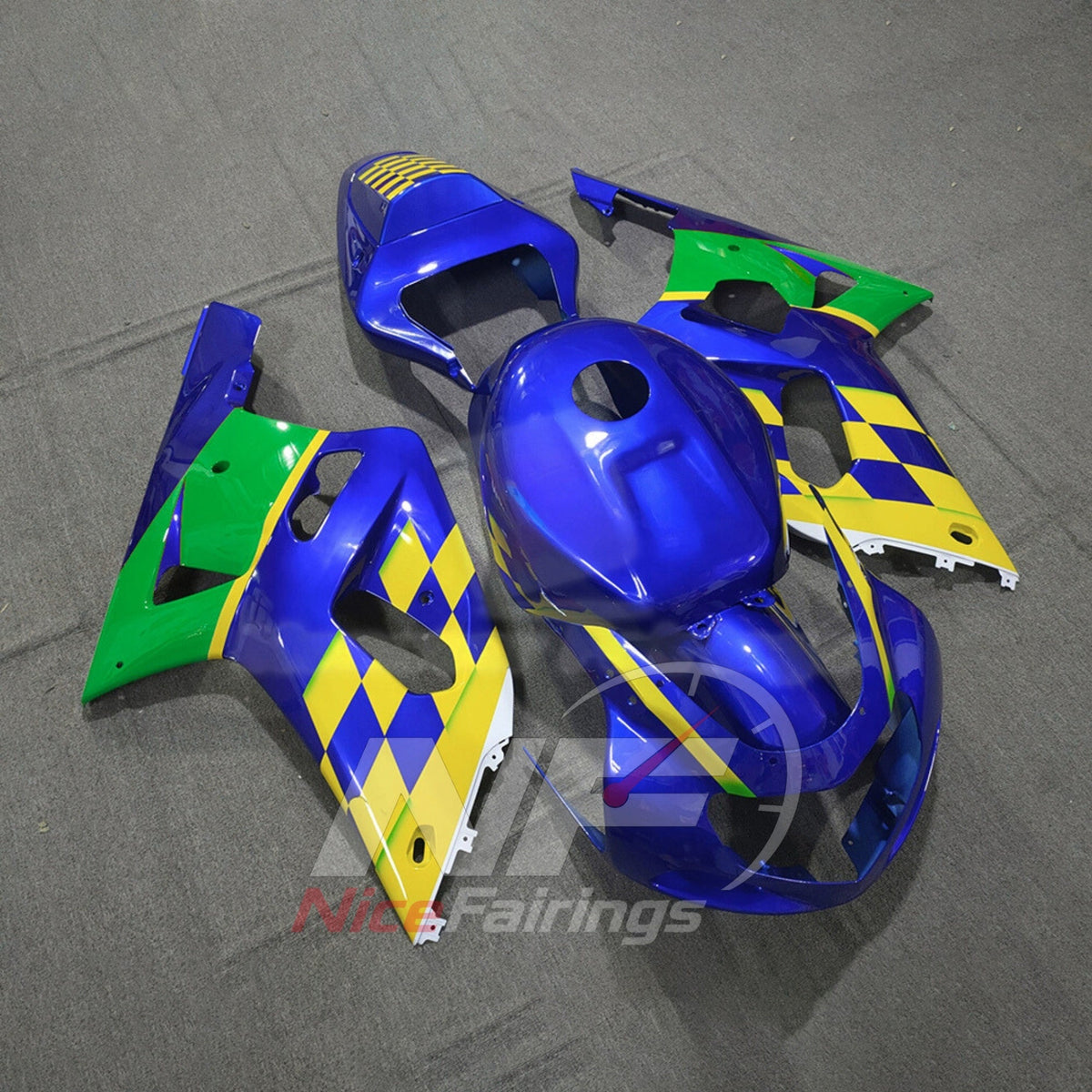 Full Body Panels Kit Fits SUZUKI GSX-R600 GSX-R750 K1 2001-2003 - ABS Diamond Graphic | NiceFairings - side angle image