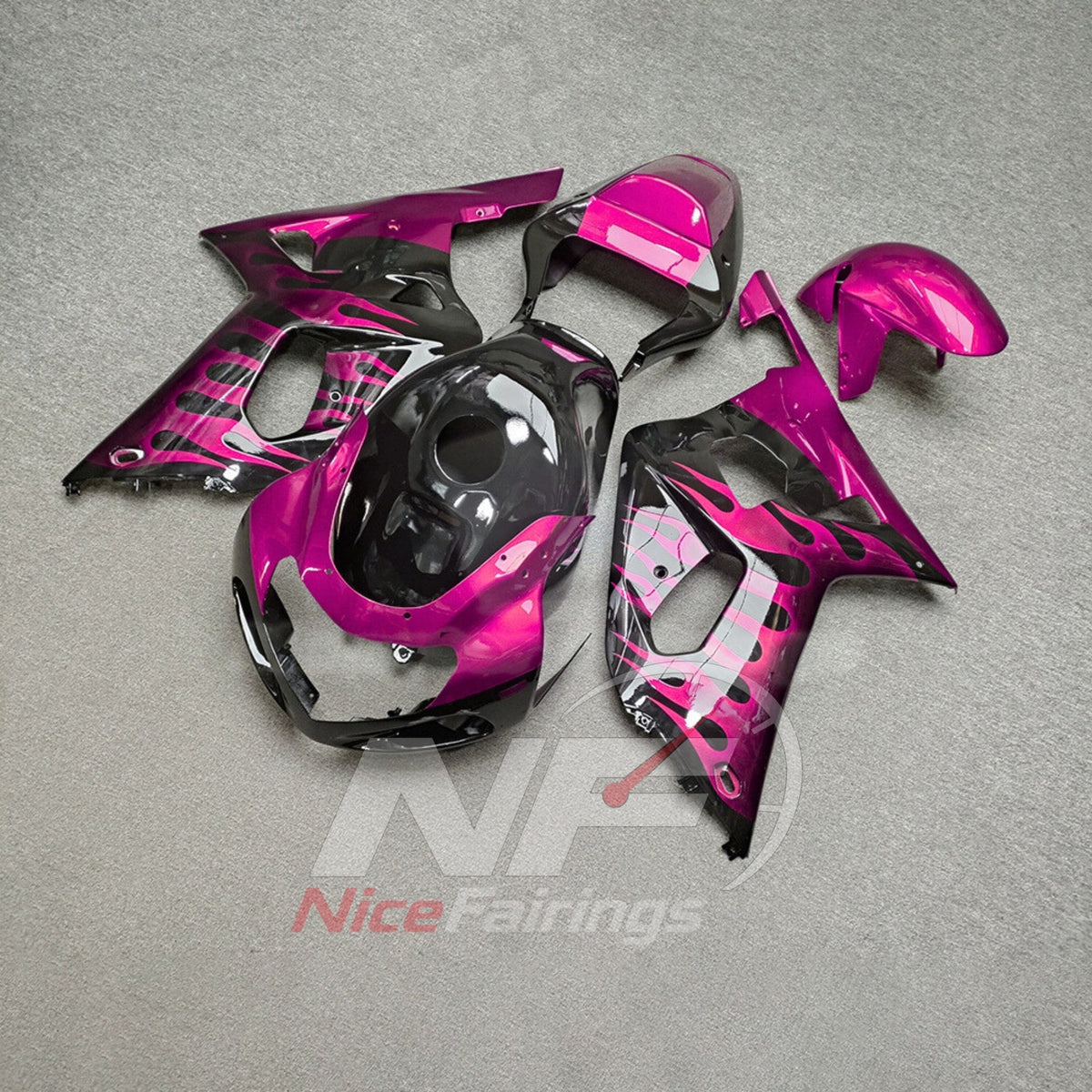 Replacement Fairing Kit Fits SUZUKI GSX-R600 GSX-R750 K1 2001-2003 - ABS Lettering Design | NiceFairings - front angle image