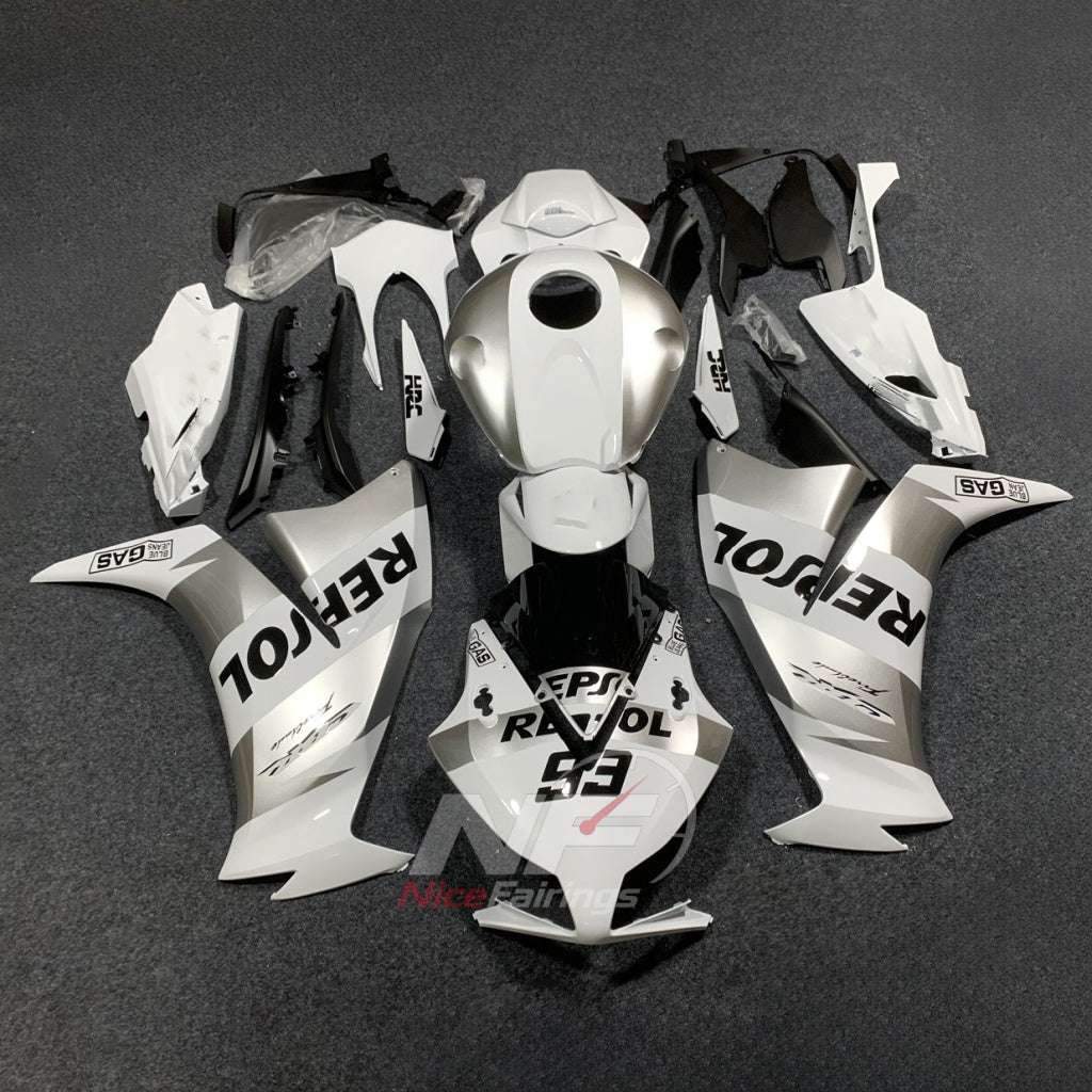 Painted White Injection-Molded Fairings Compatible with HONDA CBR1000RR 2012-2016 | NiceFairings - paint design NO.7 option image